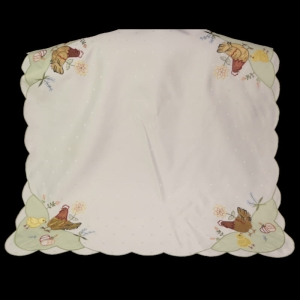WIELKANOC ŁADNY OBRUS HAFTY I APLIKACJE KURKI I KURCZĄTKA 85 X 85 CM