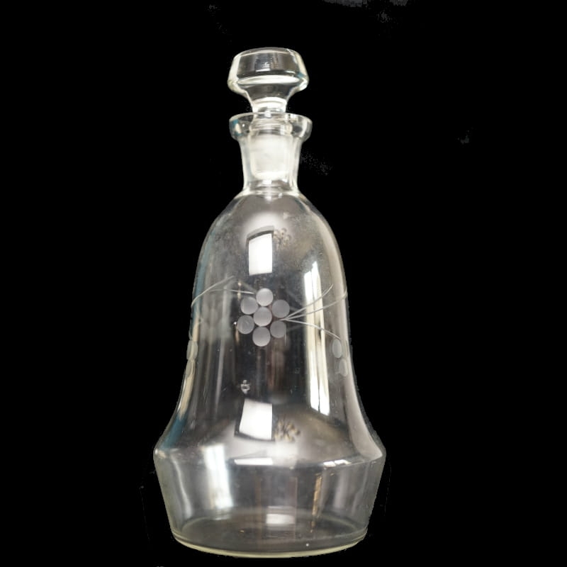 21006 KROSNO STARA KARAFKA DZWON SZLIFOWANE KWIATY.jpg