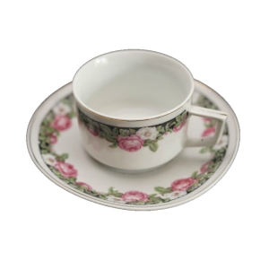 STARUSZKA FILIŻANKA ZE SPODKIEM FIOŁECZKI