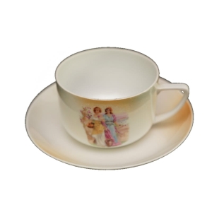 VICTORIA SCENKA MITOLOGICZNA UROCZA FILIŻANKA ZE SPODKIEM