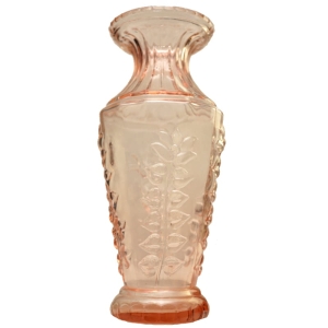 FRANCJA DUŻY RÓŻOWY WAZON TŁOCZONE LIŚCIE I KWIATY