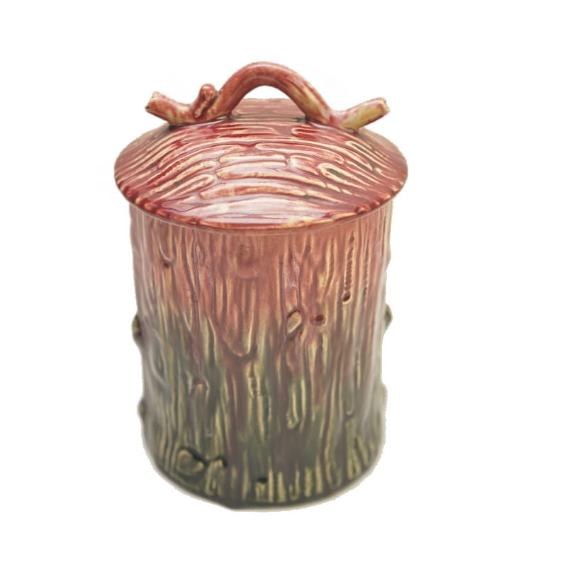 23346 MAJOLIKA ŚLICZNY STARY POJEMNIK Z POKRYWĄ JAK SZPARAGI.jpg