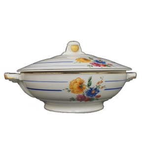 RENASTRID ŚWIETNA WAZA TERYNA ART-DECO KOLOROWE KWIATY