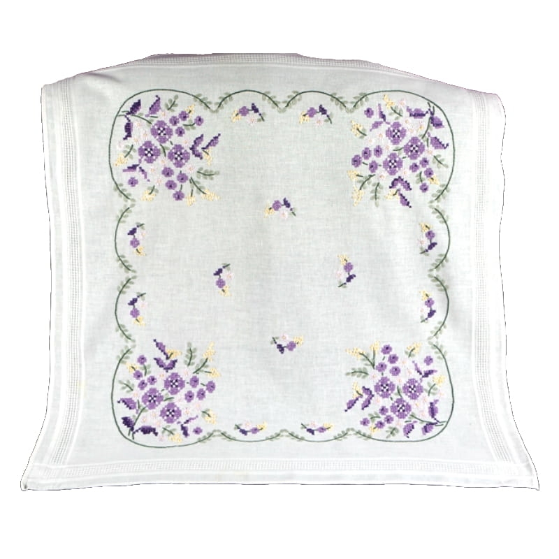 25268 PŁOTNO I FIOLETOWE BUKIETY KWIATÓW CUDOWNY HAFT 75 X 70 CM.jpg