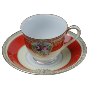 FILIŻANKA ZE SPODKIEM RĘCZNIE MALOWANA KWIATY FRANCJA?