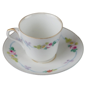 28647 ŚLICZNOTKA W STYLU BIEDERMEIER RĘCZNIE MALOWANA FILIŻANKA ZE SPODKIEM.jpg