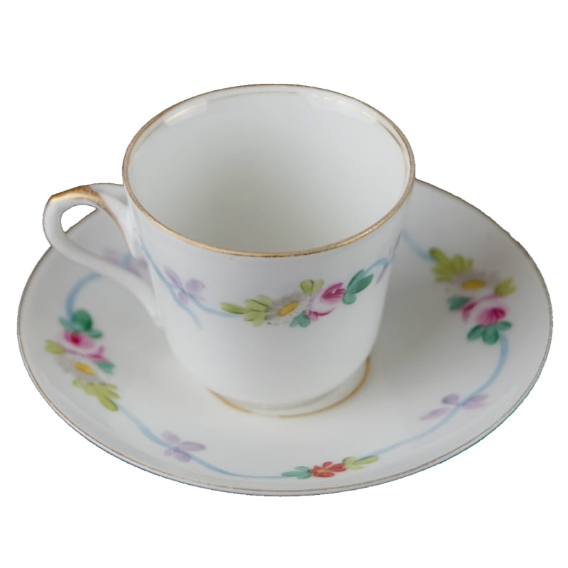 28647 ŚLICZNOTKA W STYLU BIEDERMEIER RĘCZNIE MALOWANA FILIŻANKA ZE SPODKIEM.jpg