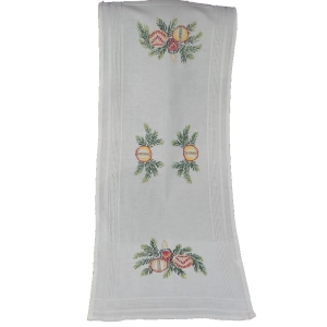 BOŻE NARODZENIE RĘCZNIE WYSZYWANY BIEŻNIK LAUFER MOTYWY ŚWIĄTECZNE 91 X 37 CM