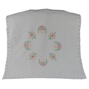 BOŻE NARODZENIE RĘCZNIE WYSZYWANY OBRUS Z KORONKĄ 78 X 75 CM