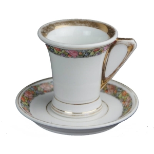 HUTSCHENREUTHER NIEZWYKŁA FILIŻANKA ZE SPODKIEM  W STYLU BIEDERMEIER