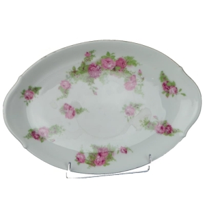 LIMOGES UNION CERAMIK RÓŻANA OWALNA PATERA SECESJA