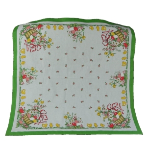 WIELKANOC BAWEŁNIANY OBRUS Z KOLOROWYM NADRUKIEM KOSZE PISANEK 75 X 75 CM