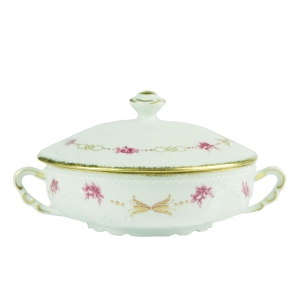 ROYAL LIMOGES BOMBANIERA NACZYNIE Z POKRYWĄ W BIELI ZE ZŁOCENIAMI