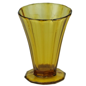 CZECHY/CZECHOSŁOWACJA BURSZTYNOWY SYGNOWANY WAZON NA STOPIE