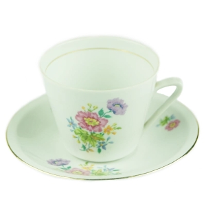 37232 ALFOLDI PORCELAN FILIŻANKA ZE SPODKIEM W KOLOROWE KWIATY.jpg