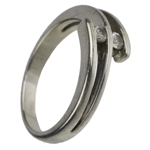 SREBRNY ELEGANCKI PIERŚCIONEK Z DWOMA OCZKAMI R. 18,5 WAGA 3,6 G