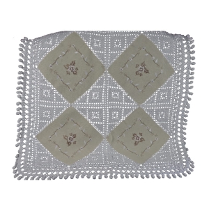 SZYDEŁKO I KREMOWE WSTAWKI ŁADNY STYLIZOWANY OBRUSIK Z PIKOTKAMI