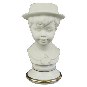 SANGO PORCELANOWE POPIERSIE CHŁOPCA W KAPELUSZU PORCELANA BISKWITOWA ZE ZŁOCENIEM