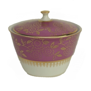 STARA ROLE CUKIERNICZKA Z RÓŻOWO-LILIOWYM SZLACZKIEM ZŁOTE KWIATUSZKI