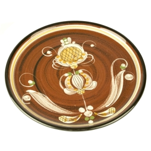 37990 CERAMICZNY TALERZ RĘCZNIE MALOWANY KWIATOWY WZÓR W STYLU LUDOWYM.jpg