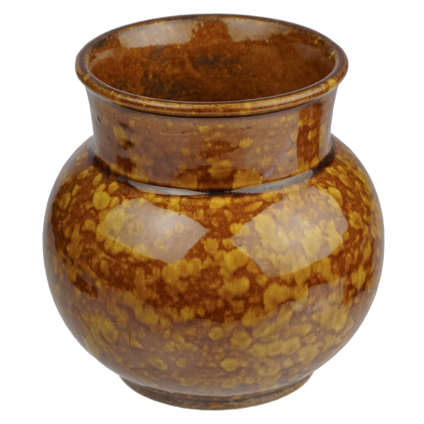 41234 CERAMICZNY SYGNOWANY WAZON NAKRAPIANY BRĄZ LATA 60-TE (1).jpg
