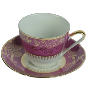 STARA ROLE FILIŻANKA ZE SPODKIEM WRZOSOWY SZLACZEK I KWIATY