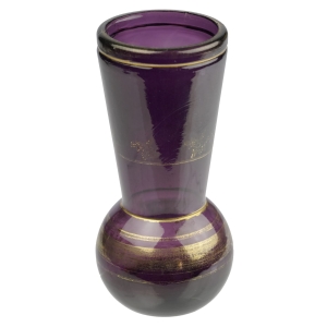 PRĄDNICZANKA NIETYPOWY BAKŁAŻANOWY WAZON ZE ZŁOCENIAMI SYGNOWANY