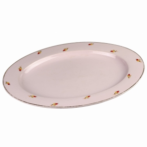 THUN OWALNA PATERA PÓŁMISEK Z RÓŻOWEJ PORCELANY W TULIPANY