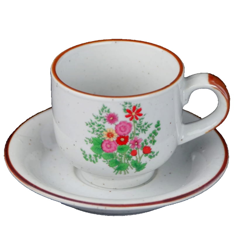 33922 CERAMICZNA FILIŻANKA ZE SPODKIEM KOLOROWE KWIATY NAKRAPIANA.jpg