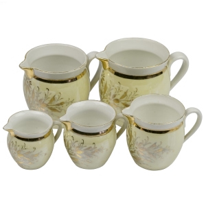 ZESTAW 5 PĘKATYCH STARYCH DZBANECZKÓW RĘCZNIE MALOWANYCH