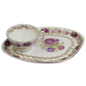 SCHWARZENHAMMER SŁODKA RÓŻANA FILIŻANKA Z DUŻYM NIETYPOWYM SPODKIEM