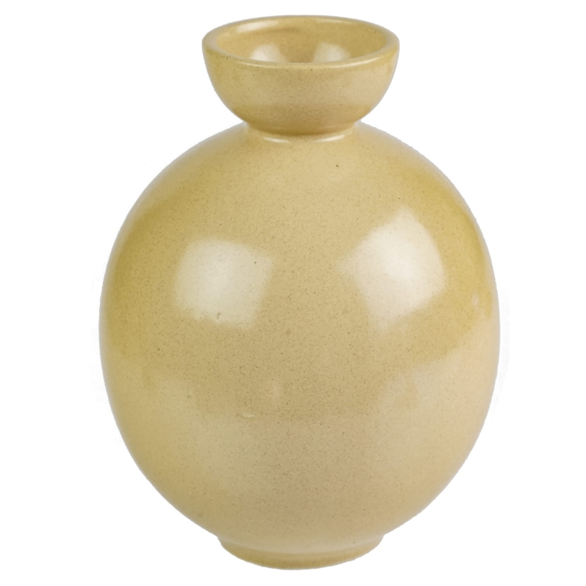 42969 ŚWIETNY CERAMICZNY PĘKATY WAZON W PIASKOWYM KOLORZE BOLESŁAWIEC B. WOLANIN (1).jpg