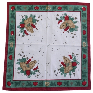 BOŻE NARODZENIE OBRUS Z BARWNYM ŚWIĄTECZNYM NADRUKIEM W STYLU VINTAGE 77 X 75 CM