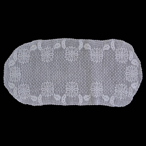 SZYDEŁKO OWALNA SERWETA LAUFER BIEŻNIK W BIELI KWIATKI 90 X 44 CM