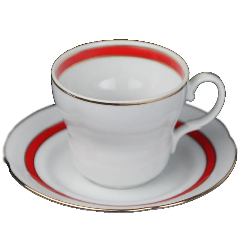 34668 BOGUCICE FILIŻANKA ZE SPODKIEM CZERWO-ZŁOTY SZLACZEK.jpg
