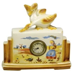43538 CERAMICZNY FAJANSOWY ZEGAR KOMINKOWY Z KACZKAMI (1).jpg