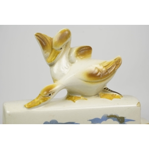 43538 CERAMICZNY FAJANSOWY ZEGAR KOMINKOWY Z KACZKAMI (4).jpg