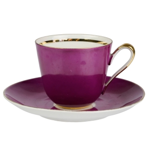 STARA ROLE MALINOWA FILIŻANKA ZE SPODKIEM KOLOROWE LATA 70-TE