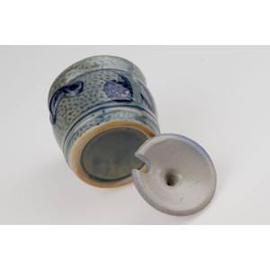 44662 MUSZTARDNICZKA MUSZTARDNICA POJEMNIK NA DŻEM CERAMIKA KOBALTEM MALOWANA (5).jpg