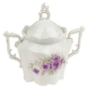 SECESJA ŚLICZNA OKAZAŁA CUKIERNICA FIOLETOWE BRATKI