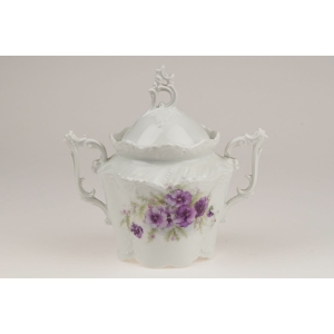 44737 SECESJA ŚLICZNA OKAZAŁA CUKIERNICA FIOLETOWE BRATKI (2).jpg