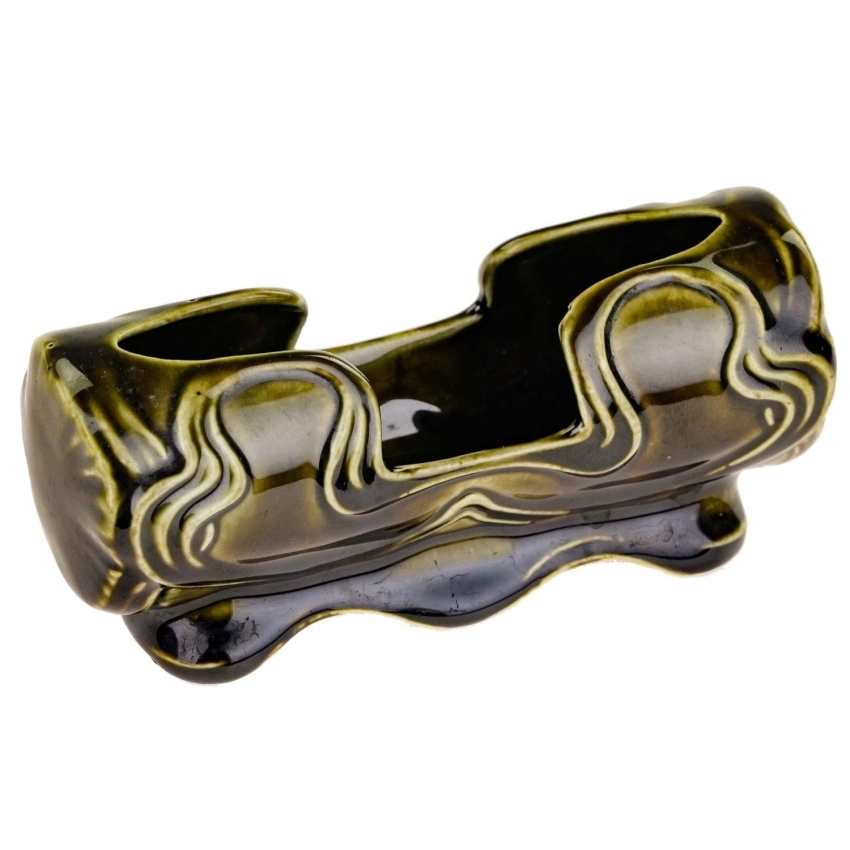 44891 ART NOUVEAU MAJOLIKA POJEMNIK NA WYKAŁACZKI W ZIELENI (1).jpg