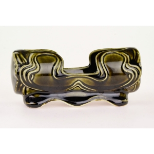 44891 ART NOUVEAU MAJOLIKA POJEMNIK NA WYKAŁACZKI W ZIELENI (2).jpg