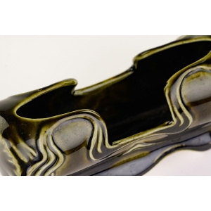 44891 ART NOUVEAU MAJOLIKA POJEMNIK NA WYKAŁACZKI W ZIELENI (3).jpg