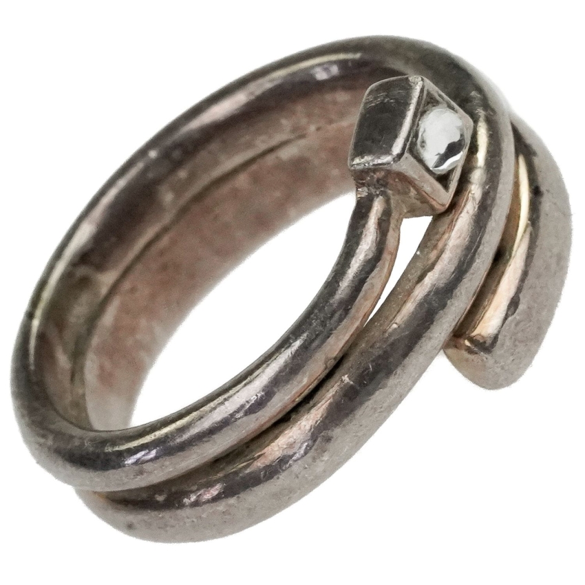 46211 CIEKAWY SREBRNY PIERŚCIONEK Z MAŁYM OCZKIEM PRÓBA 925 R. 14 WAGA 6, 5 G (1).jpg