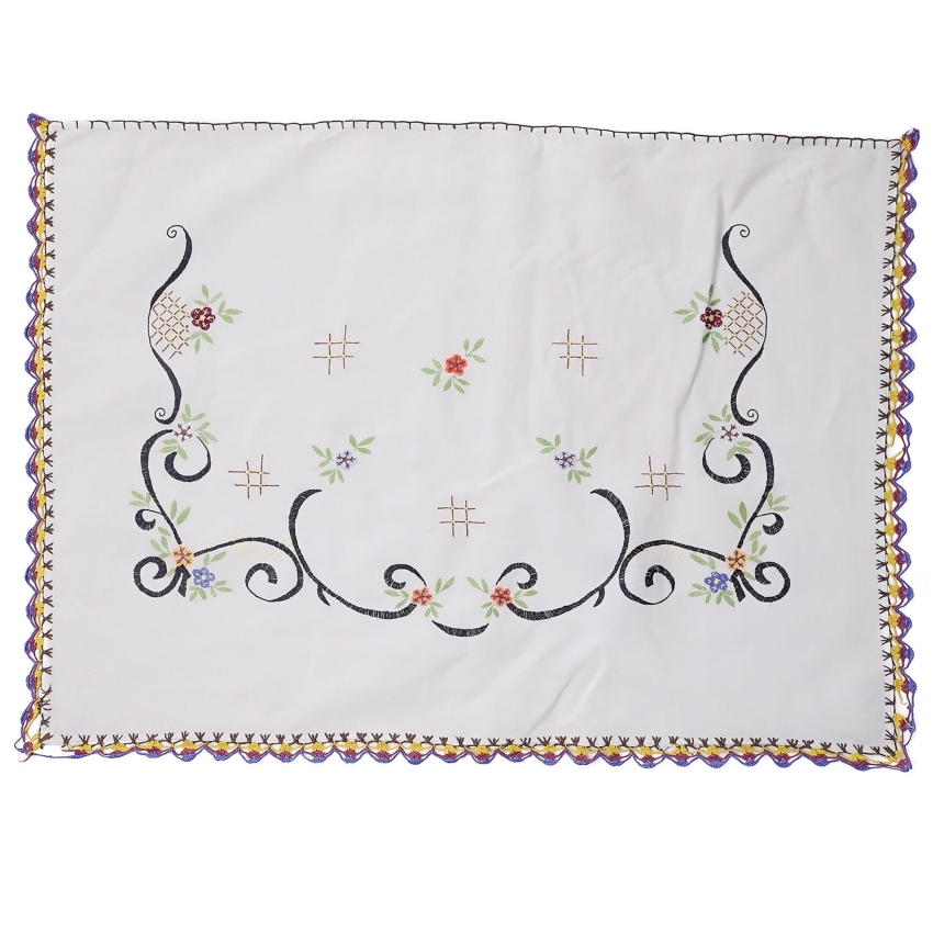 46579 STARA RĘCZNIE WYSZYWANA KUCHENNA MAKATKA W KWIATKI 92 X 66,5 CM (1).jpg