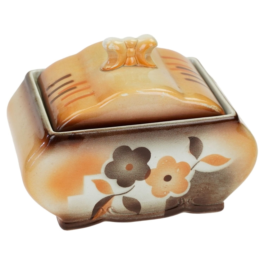 47440 CERAMICZNA PUSZKA BOMBONIERA NACZYNIE Z POKRYWĄ KWIATOWA DEKORACJA NATRYSKOWA (1).jpg