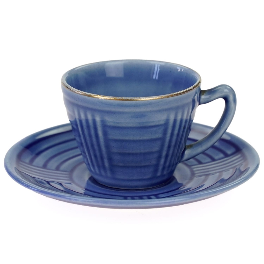 48530 DITMAR-URBACH CERAMICZNA FILIŻANKA ZE SPODKIEM W BŁĘKICIE Z LAT 6070-TYCH (1).jpg