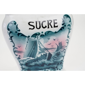 48761 FRANCJA FAJANSOWY KUCHENNY POJEMNIK NA CUKIER Z ŻAGLÓWKĄ (2).jpg