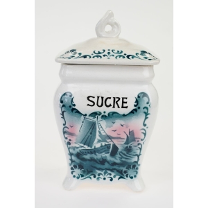 48761 FRANCJA FAJANSOWY KUCHENNY POJEMNIK NA CUKIER Z ŻAGLÓWKĄ (3).jpg